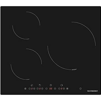 Schneider SCTI6030N - Placa de Inducción, 3 zonas de cocción, 60cm,7400W, control táctil, temporizador, Negro