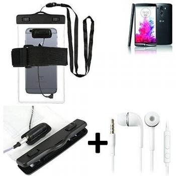 Estuche estanco al agua con entrada de auriculares para LG Electronics G3 Screen + auricular incluido, transparente | Trotar bolsa de playa al aire libre caja brazalete del teléfono caso de cáscara bajo playa - K-S_Trade