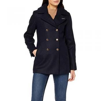 Armor-Lux Women's Navy Pea Coat with Classic Design