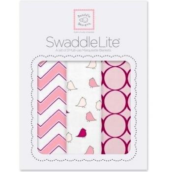 Swaddle Designs - juego de tapas razones Multiusos bebé Swaddle Lite.: Filas / polluelos / Ruedas, 3 piezas, color de rosa