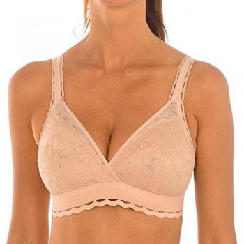 Sujetador Playtex Sin Aros con Encaje Reciclado y Tul, Color Beige, Talla 80D, Modelo BVS 95 D Piel