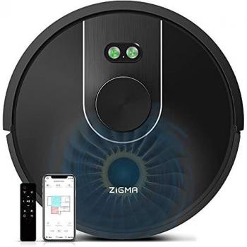 Zigma Robot Aspirador, Navegación Laser, Fuerte Succión, Barre, Friega, Captura Alérgeno, App Control, Múltiples Mapas, Alexa, Google Assistant y Siri