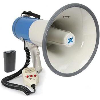 VONYX MEG065 - Megáfono de 65 vatios con batería Recargable y un Alcance de 1,2 km, Equipado con micrófono