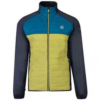 Dare 2b Coordenada Quick Wicking & Anti-Bacterial Iloft Lana híbrida con Capucha Active Jacket Baffled/Quilted, Hombre, Color Ebony Grey/Citron Lime, tamaño Large