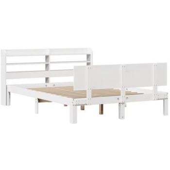 Cama solar con cabecero sin colchón blanco 140x190 cm