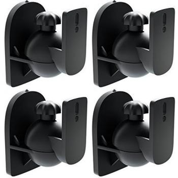 deleyCON 4X Soporte Universal para Altavoces y Bafles de Grado de Rotación + Inclinación hasta 3,5kg de Carga Instalación en Paredes y Techos - Negro