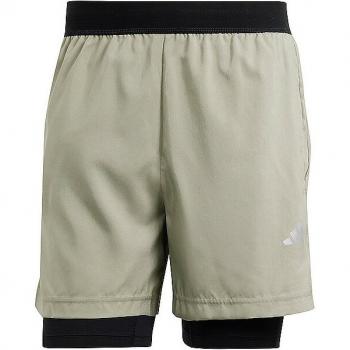 Pantalón corto de fitness adidas Essentials Gym+ 2 en 1 para hombre, color beige, talla XL