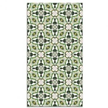 Alfombra Vinílica Antideslizante e Ignífuga Baldosín Oriental Caleidoscopio Verde 80x200 cm - Alfombra de Cocina y Salón
