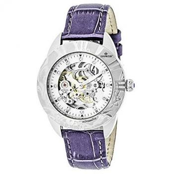 Empress Godiva Women's Automatic Silver Leather-Band Watch with Mother-of-Pearl Dial