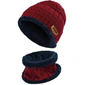 VBIGER Niños Sombrero Caliente de Punto y Bufanda tubular con Forro de Lana,2 Piezas