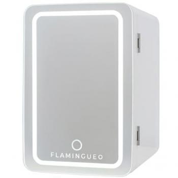 Mini Nevera Flamingueo 6,5L con Espejo y Luz LED 12V/220V - Función Frío y Calor para Cosméticos y Skincare