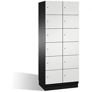 Armario de compartimentos bajo llave C+P Cambio, 12 compartimentos, puertas de acero, color negro/gris claro, ancho 800 mm