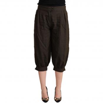 GF Ferre Brown Viscose Cropped Harem Pants - IT48|XXL, Gianfranco Ferré Cropped Trousers, female, Brown, Size: XL Cropped Harem Pants with Logo Details