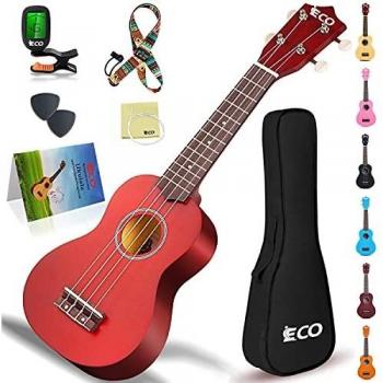 Kit para principiantes de ukelele soprano para niños y principiantes, ukelele de 21 pulgadas con cancionero, estuche, correa, afinador, cuerdas y púas
