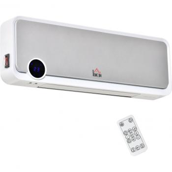 HOMCOM Calefactor de Pared para Baño 1000W/2000W con Mando a Distancia, Pantalla LED, Temporizador 12 Horas, Termostato Ajustable y Protección contra Sob