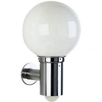 Aplique esférico de exterior 157 con detector de movimiento y acabado en acero inoxidable