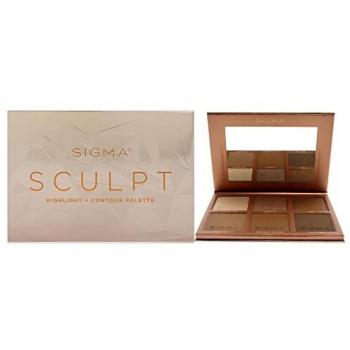 Sigma Beauty Sculpt Highlight + Contour Palette - Contouring Palette 27.48 g, Vegan & Cruelty Free Makeup Palette with 6 Universally Flattering Hues for Highlighting and Contouring