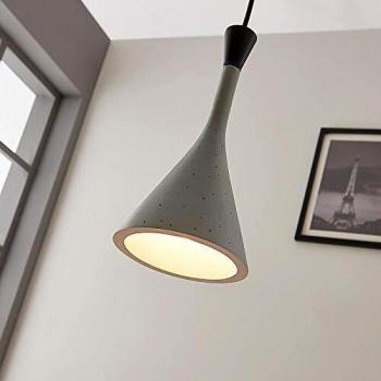 Lámpara colgante moderna Flynn de Lindby en gris hormigón, hecha de plástico e.o., para salón y comedor, con 1 llama E14