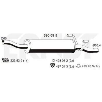 Silenciador Intermedio ERNST 390095 - Silencioso Central para Escape