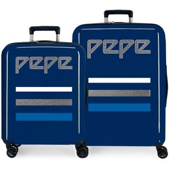 Pepe Jeans Taking off Juego de maletas Azul 55/70 cms Rígida ABS Cierre TSA 119.4L 4 Ruedas dobles Equipaje de Mano