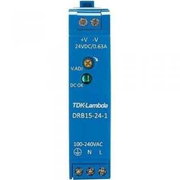 Fuente de alimentación de montaje en carril DIN TDK-Lambda DRB15-24-1, 24V DC, 0.63A, 15W, 1 salida