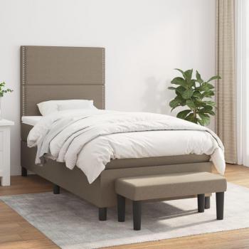 Bastidor de cama box spring con colchón Tortera 100x200 cm en tela gris taupe