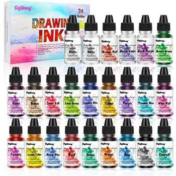 Juego de 24 botellas de tinta de alcohol con colores vibrantes, tinta concentrada a base de alcohol, pintura de resina epoxi concentrada, ideal para platos de resina Petri, vasos