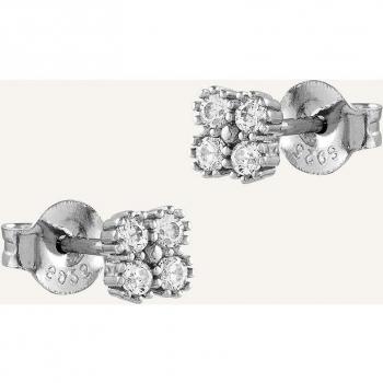 Pendientes Itemporality Mini Flor - Plata con Circonitas Blancas