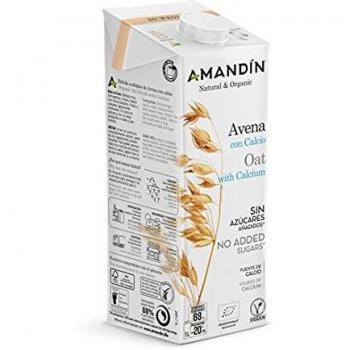 AMANDIN Bebida De Con Calcio - Paquete De 6 X 1000 Ml - Total: Ml, Avena, 6000 Mililitro, 6 Unidades
