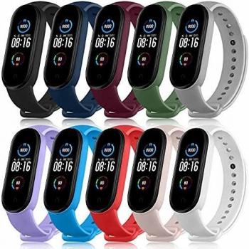 [10 Piezas] Correa para Xiaomi Mi Band 5 Correa, Pulsera de Repuesto de Silicona Colorida para Xiaomi Mi Band 5