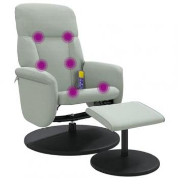Sillón Reclinable Masaje con Reposapiés Terciopelo Gris Claro