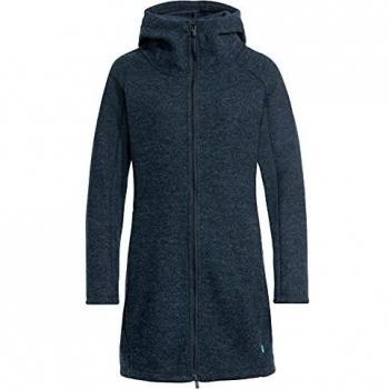 Abrigo de mujer VAUDE Tinshan III, color azul oscuro, tamaño 40, material: 56% poliéster, 31% lana, 13% poliacrilato, con capucha