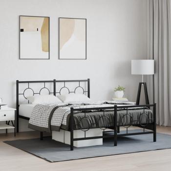 Cama de metal negro con cabecero y estribo 140x190 cm