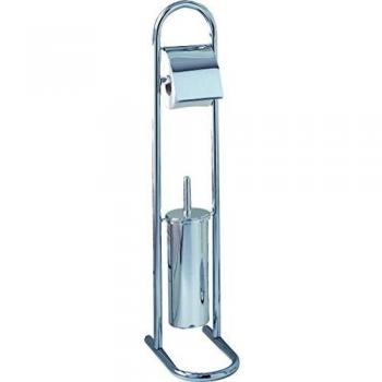 BATHSTAGE B-453 Set portarrollos y escobillero, Metal, Cromo, 27,5x15.00x80.00 cm