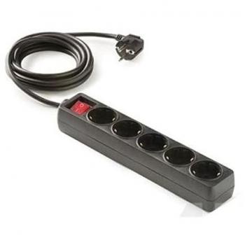 Regleta de Enchufes AVANT 5 Tomas 1.5m con Interruptor Negro 3680W