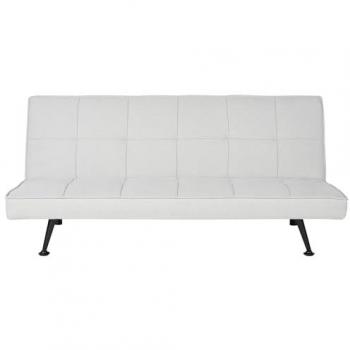 Sofá cama moderno Hasle de tela de poliéster gris claro, sin reposabrazos, reclinable y convertible con estructura de madera maciza