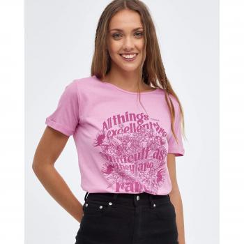 Camiseta regular de mujer de manga corta con cuello redondo y estampado gráfico INSIDE