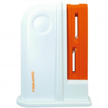 Fiskars Afilador de Tijeras Universal, para Tijeras para Diestros y Zurdos, Afilador de cerámica/Cubierta de plástico, Blanco/Naranja, 1020499