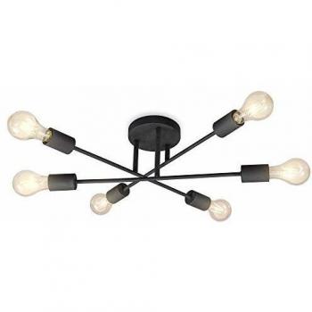 Lámpara de Techo Vintage Industrial 6 Focos E27 Negro Mate - B.K.Licht
