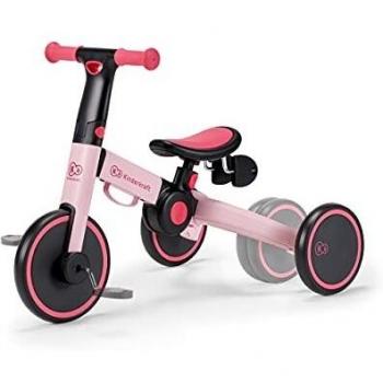 kk Kinderkraft Triciclo 3 en 1 4TRIKE, Minibicicleta, plegable, asiento ajustable, rosa