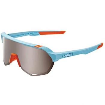 100% S2 Sunglasses - Soft Tact Black HiPER Crimson Silver Mirror Lens, Unisex Adult, Multicoloured, One Size
