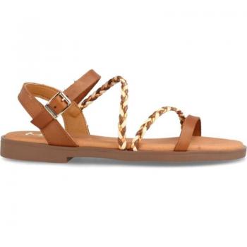 Sandalias de Mujer Marila Sandalia Plana de Piel Riga Avellana