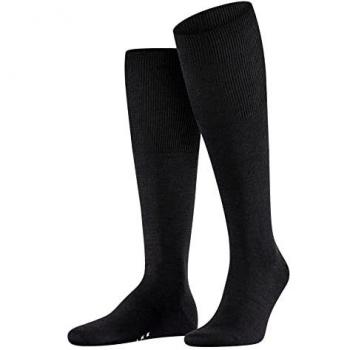 Falke Airport Knee-High Socks for Men - Black Merino Wool Blend, Size 45/46