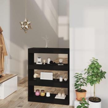 Estantería divisora de madera contrachapada 80x30x103 cm en blanco, negro y roble sonoma - Mueble de almacenaje para oficina, estudio, sala de estar y dormitorio