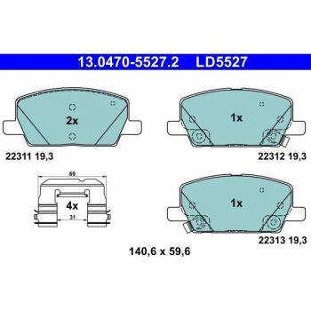Juego de pastillas de freno ATE 13.0470-5527.2 con avisador acústico de desgaste, incluye accesorios, para OPEL Astra J Hatchback, GTC y Zafira C Tourer, Delanter