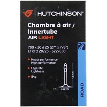 HUTCHINSON, 700 x 20-25 Cámara MTB CV656901 Air Light, Presta 48mm, Unisex Adulto, Negro