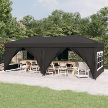 Carpa para Fiestas Plegable con Paredes Color Taupé, Azul y Blanco 3x6 m
