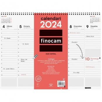 Finocam Vade Sobremesa Catalán Espiral Semana Vista Vertical 2024 Neutro Enero-Diciembre 420x310mm