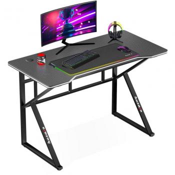 Escritorio Gaming Huzaro Hero 1.6 Negro - Biurko gamingowe Huzaro Hero 1.6 Black, diseño ergonómico, superficie amplia para monitores y teclado, estructura resistente de metal, gestión de cables