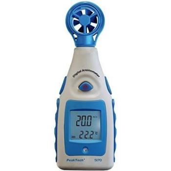PeakTech impulsor Anemómetro Digital, Wind Medidor de velocidad del viento en nodos y Wind Chill con medición de temperatura adicional, 1 pieza, P 5170